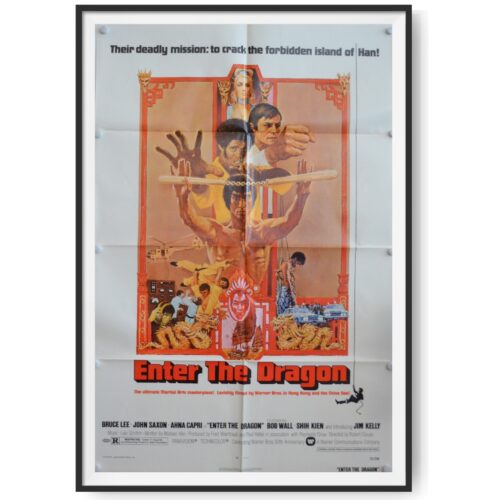 A photo of a US Cinema Poster for the Bruce Lee Film - 'Enter The Dragon'