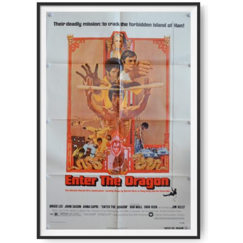 A photo of a US Cinema Poster for the Bruce Lee Film - 'Enter The Dragon'