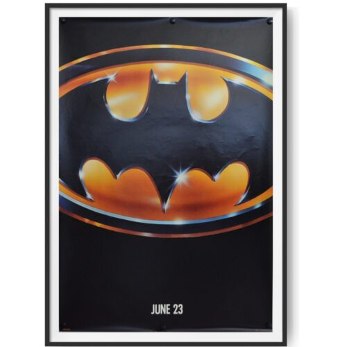 This original US cinema poster shows the iconic Batman logo used in the 1989 version of the film, starring Michael Keaton and Jack Nicholson.