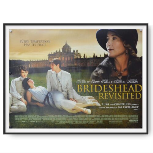 This poster shows 3 young people lounging on a lawn and a stately home features in the background.