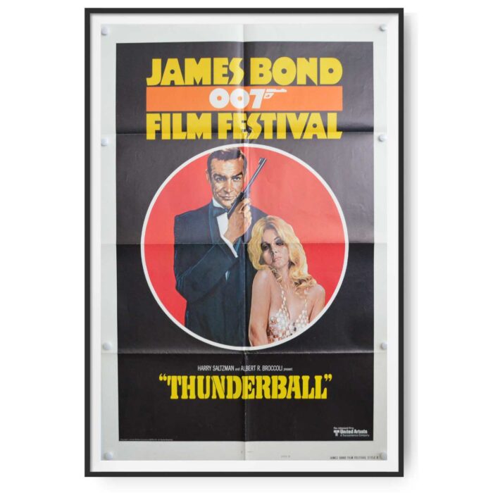 This poster shows Sean Connery as James Bond holding gun with silencer.