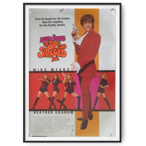 This is an original cinema poster for the 1999 film Austin Powers The Spy Who Shagged Me. Used in US cinemas, it measures 27 x 40 inches.